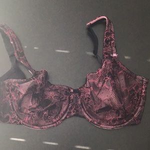 Lane Bryant Cacique Lace Bra 36DDD Pink/Black